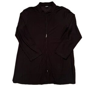 Eileen Fisher Black Zipper jacket lightweight jersey stretchy 1X